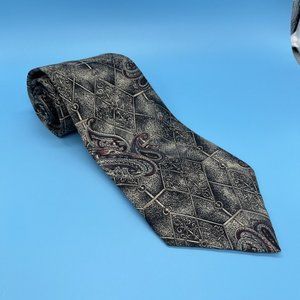 Vtg L'Atelier Neck Tie 100% Italian Silk Paisley Career Professional Made In USA